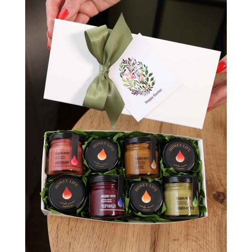 Подарунок на Великдень: подарунковий набір з крем-медом (8×55 г) — Green Подарунок на Великдень: подарунковий набір з крем-медом (8×55 г) — Green